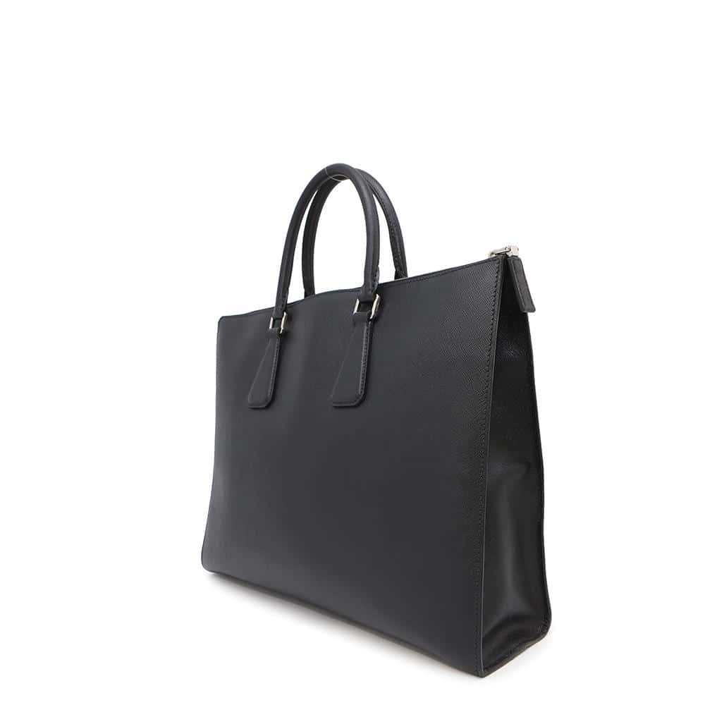 Prada Tote Bag Triangle Logo Saffiano Leather Black - Picture 2 of 12
